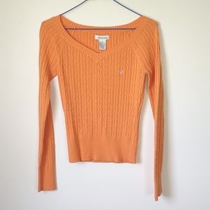 Aeropostale Small Orange/Cream Color Long Sleeve Sweater NWOT